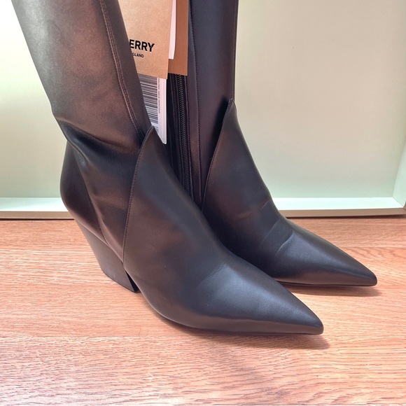 Burberry Shoes - Burberry Leather Knee High Black Boots Size: 38.5